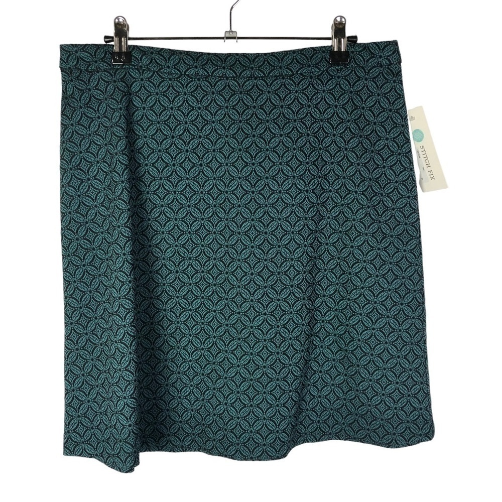 Margaret M Deandra Textured Teal Green Blue A-Line Mini Skirt M